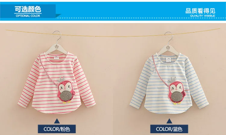 Children Penguin Tops 2018 Hot Sale Spring Autumn Kids Clothes Long Sleeve O-Neck Strip Girl Long Sleeve T Shirt (1)