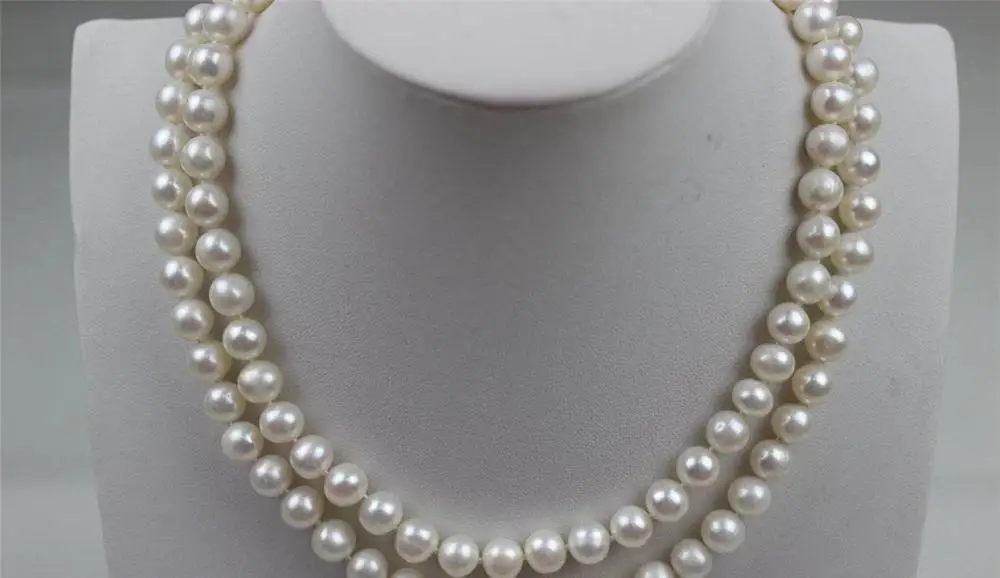 

FREE SHIPPING>>>@@ > Long Natural white Freshwater pearl necklace 9-10mm 31