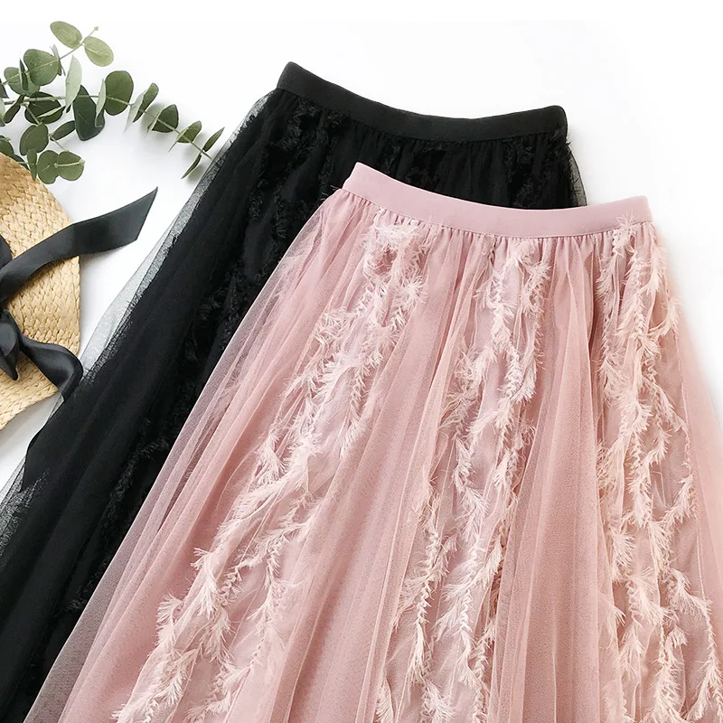 Pleated Skirt Womens Long Maxi Tulle Skirts 2019 Elastic High Waist Tutu Skirt Female Sweet Lace splice Pleated Tutu Skirt Pleated Skirt Womens Long Maxi Tulle Skirts 2019 Elastic High Waist Tutu Skirt Female Sweet Lace splice Pleated Tutu Skirt