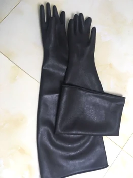 

Black longer rubber Sandblaster gloves blasting gloves length 70cm for sand blasting cabinet