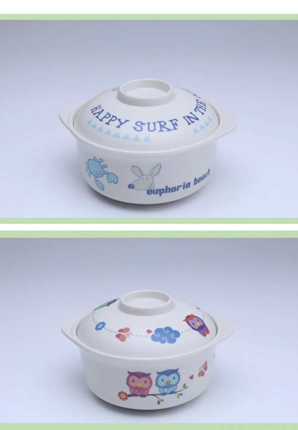 Креативная детская посуда из бамбукового волокна, чаша с крышкой, высокая термостойкость к падению, пластиковая посуда для детского питания