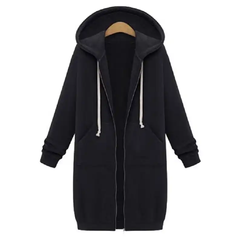 womens longline black hoodie
