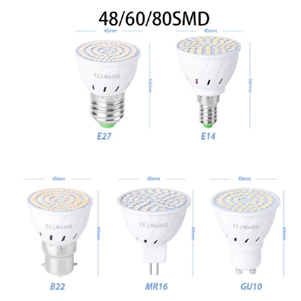 E27 светодиодный светильник 220 V SMD 2835 Светодиодный прожектор 48 Светодиодный s теплый белый свет Прожектор домашнего