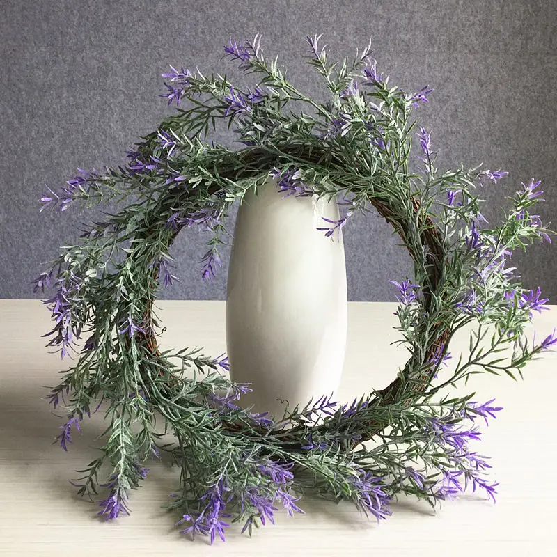 17 Inch Artificial Purple Lavender Plant Wreaths Home Decor Wreath Wedding Supplies Knocker Pendant Window Decoration