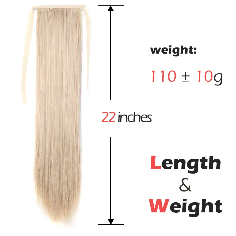 Doris beauty Long Straight False Hair 22'' Synthetic Ponytail Wrap Heat Resistant Fiber Clip in Hairpiece Hair Extensions