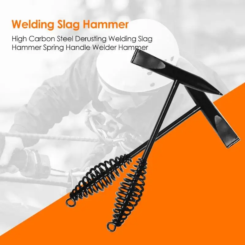 

High Carbon Steel Derusting Welding Slag Hammer Spring Handle Welder Hammer Anti-loss Hook High-quality Welding Tool Accessory