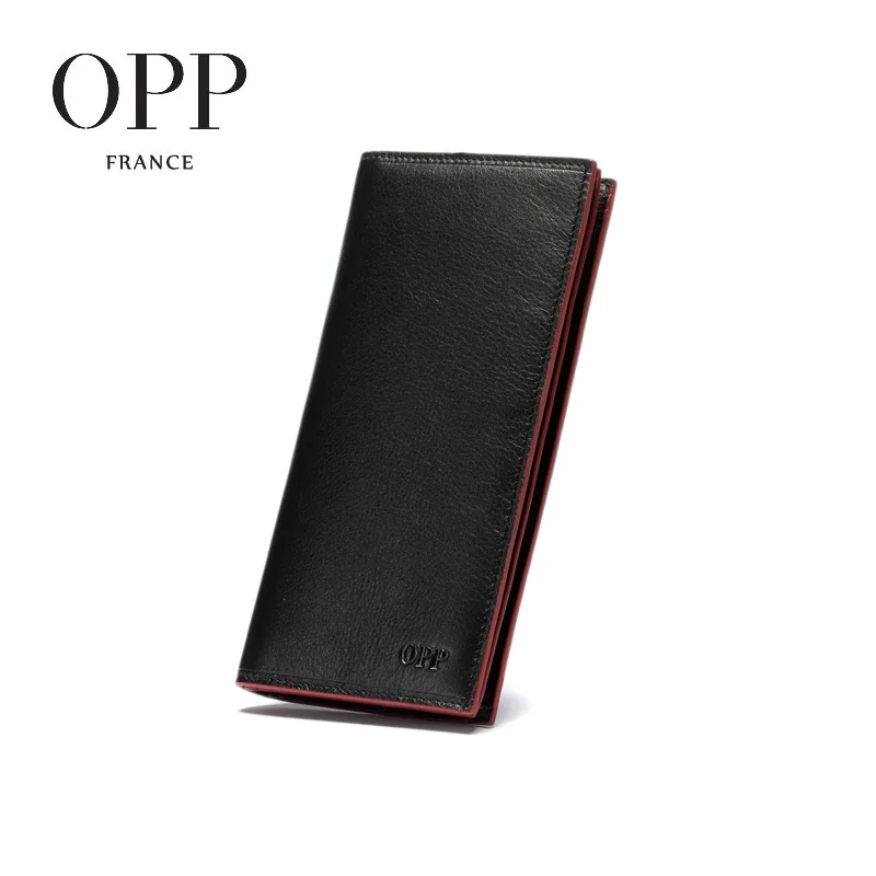 

OPP Men's Leather Wallet Long Male Wallet Layer Cross Section Card Package Bag Long Paragraph Wallet