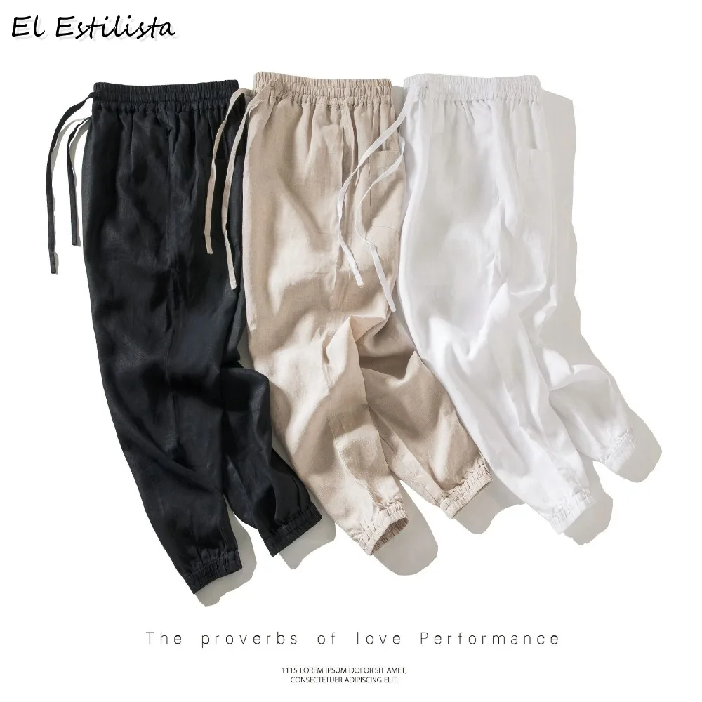 Brand Mens Ankle length Pants Elastic Waist Slim Fit