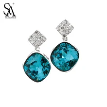 SA SILVERAGE Verdadera Plata de Ley 925 Pendientes de Gota de Cristal de Joyería Fina Mujeres Bling AAA CZ 2016 Verano Nueva