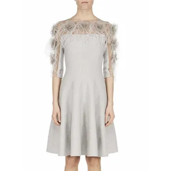 

New European Women's Mini Dress Knitted Feather Tassel Patchwork Florals 2019 Spring Female Aline Dresses Party Elegant Vestido