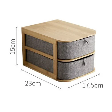 Bamboo Wood Gray Storage Drawer Desktop Nordic Sundries Superimposable Cloth Storage Box Makeup Container Home Organizer Decor - Цвет: 2 S