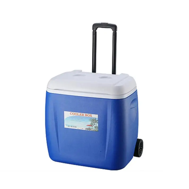 Blue 28L Открытый домашний кулер с колесами Drawbar PU пищевой инкубатор охлаждаемый свежий контейнер холодного хранения большое ведро для льда - Цвет: Blue 28L