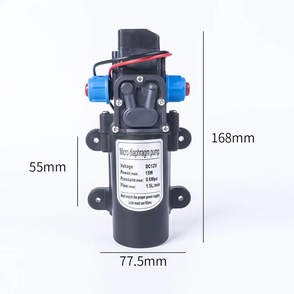 Мини DC 12 В 15 Вт 130PSI 5л/мин Вода Высокий мембранный насос давления самовсасывающий насос с автоматическим переключателем для садовая тележка
