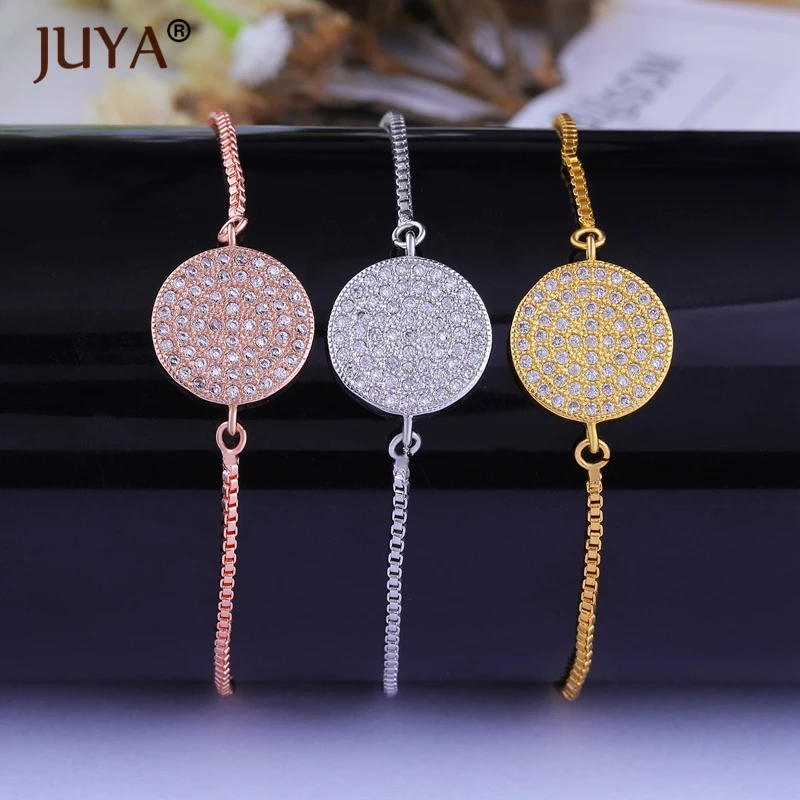 

bracelet femme 2018 copper micro pave CZ zircon rhinestone round bracelets for women girl gold silver rose gold chain bracelet