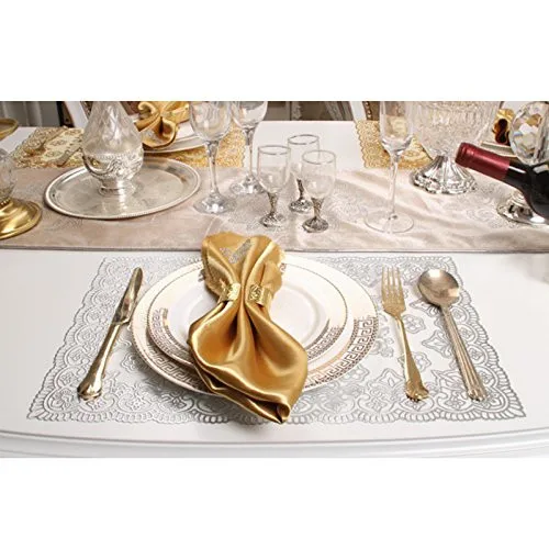 PVC Place Table Mats Heat Resistant Non Slip Set of 4,Washable Table Place Dining Table Mats Protector Dining Decoration02