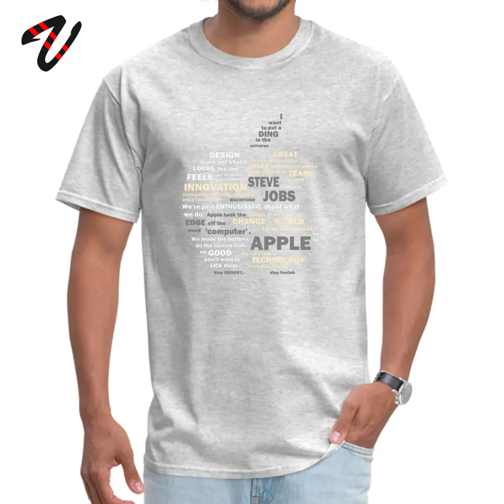 Men's Brand New Normal Tops Shirts Crewneck Summer 100% Cotton Top T-shirts Printed Short Sleeve Apple Quote Cloud Tops Shirt Apple Quote Cloud 502 grey