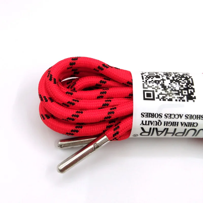 1-12 Pairs Red Black Women Outdoor Sports Round Shoelaces Shoes Laces Boots Athletic Unisex Rope Athletic Metal Head Shoelaces