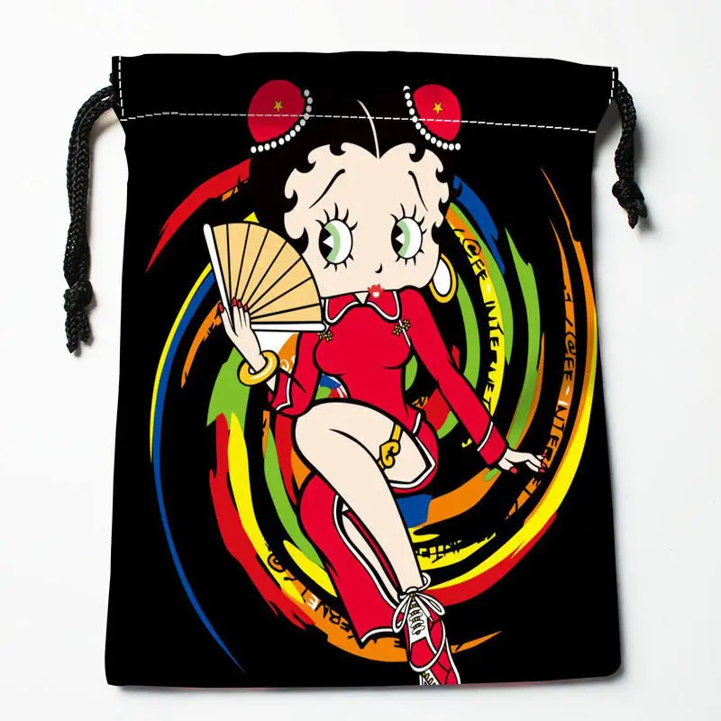 Высокое качество на заказ betty boop печать сумка для хранения с завязкой подарочные атласные сумки 27x35 см компрессионные сумки - Цвет: 17