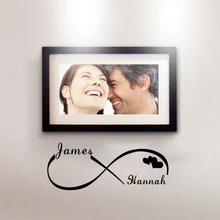 Персонализированное пара имя Творческий символ бесконечности стены стикеры виниловые наклейки Книги по искусству для спальни украшения