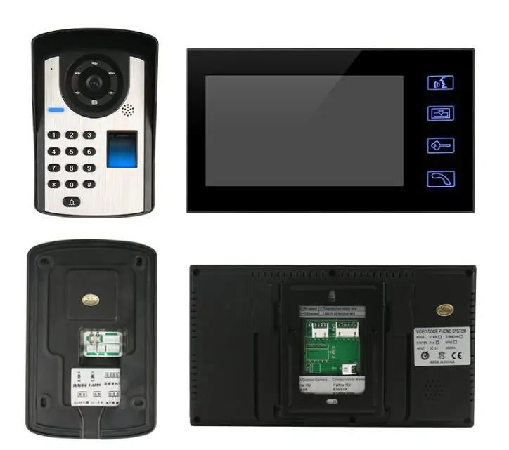 " TFT Распознавание отпечатков пальцев пароль видео домофон дверной звонок с ночного видения безопасности CCTV камера дома