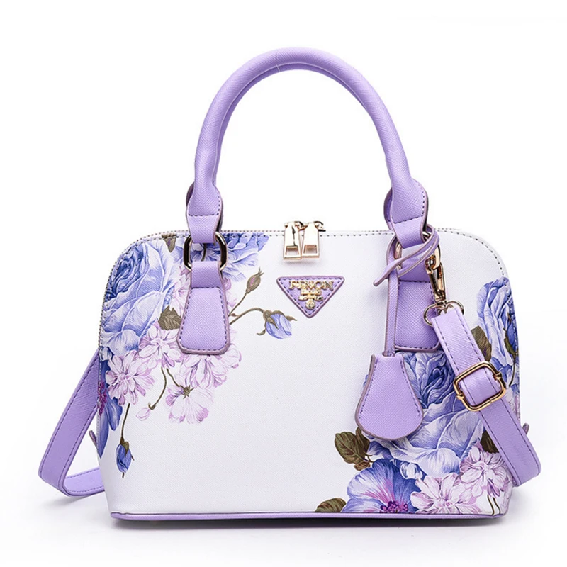 

2019 New Sale Woman PU Leather Handbags Flower Decoration Bag Fashion Bag Ethnic Style Shell Bags All-match Shoulder Bags
