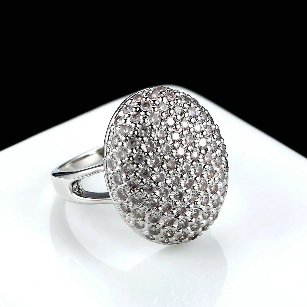 Double Fair Brand bridal Wedding Oval Ring Silver Color Cubic Zirconia Fashion Brand jewelry For Women anel aneis DFR535