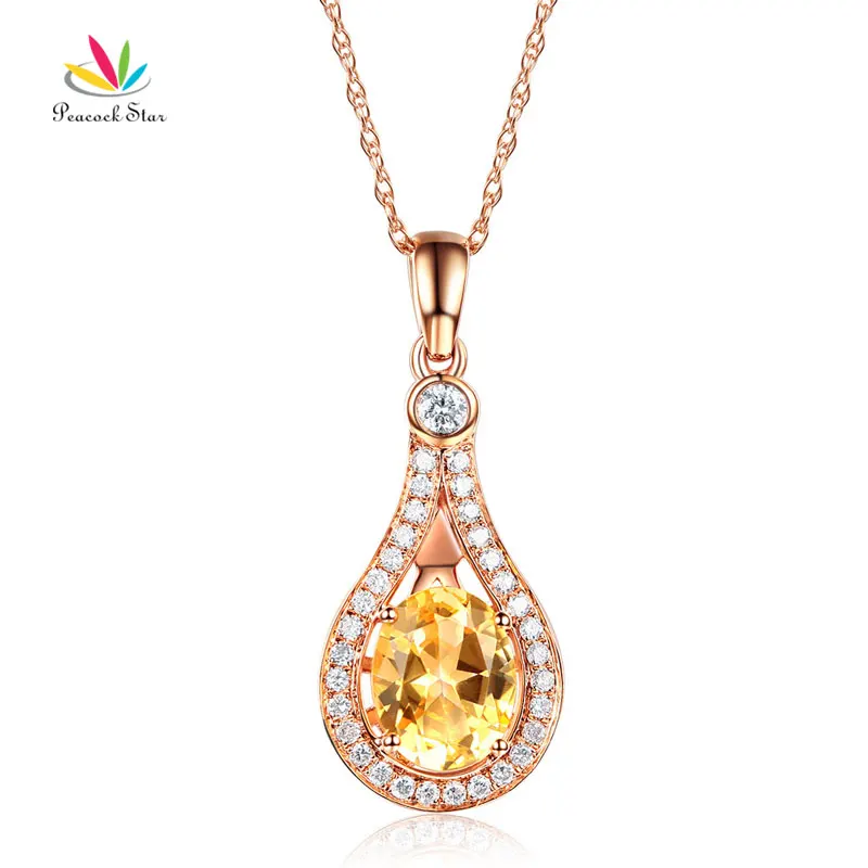 Peacock Star 14K Rose Gold 2.5 Ct Oval Yellow Topaz ...