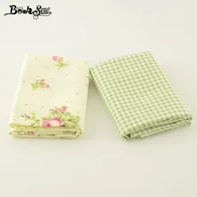 Booksew 2PCS/Lot 50x100CM Cotton Twill Fabric Tissue Rose Checks Design Green Sewing Cloth For Cushion Patchwork Bedding