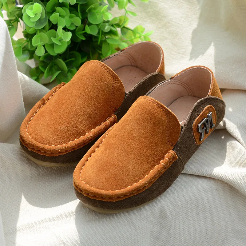 Comprar Zapatillas de cuero de vaca para niños de cuero genuino de gamuza G mocasines Zapatos niños zapatos casuales mocasín para niños gommino