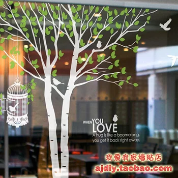 

Birds Birdcage Vinyl Trees Wall Sticker Decor Sticker Window Vinyl Decal Poster Living Room Decals