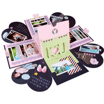 

Explosion Box Scrapbook Creative Photo Album with Funny Cards and DIY Accessories Kit for Birthday Valentine's Day and Wedding