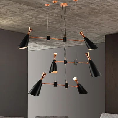 Modern led pendant light suspension luminaire lamps Italy design for dinning room/bedroom 6 head black+gold