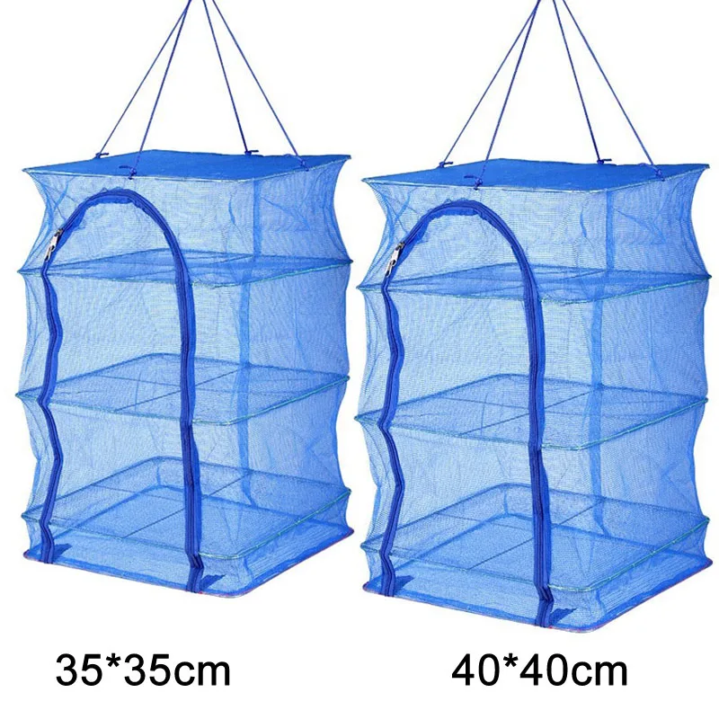 

Foldable 4 Layers Drying Fishing Net Rack Hanging Vegetable Fish Dishes Dryer PE Hanger Fish Net WHShopping