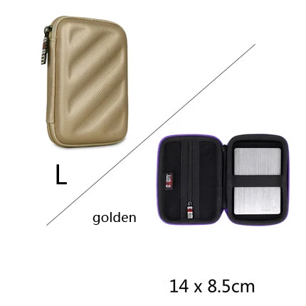 BUBM Портативный EVA сумка для жесткого диска чехол 2 размера 7 цветов аксессуары для электроники дорожная сумка органайзер цифровая приемная сумка - Цвет: L Golden