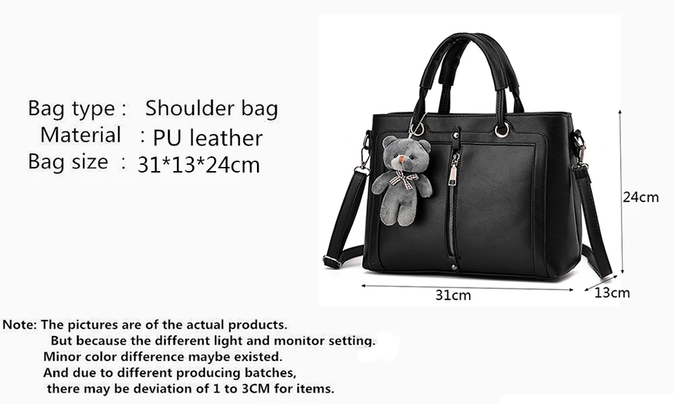 Yogodlns, средний, большой, вместительный, женская сумка на молнии, с медвежонком, на ремешке, для покупок, офисная, женская сумка через плечо, сумки
