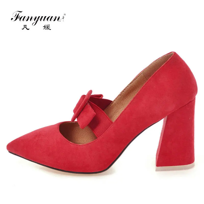 

Fanyuan Women Pumps Wedding Shoes Platform High Heels 7 colors Mary Jane Shoes Block Heel Ladies Party Shoes Large Size 31-46