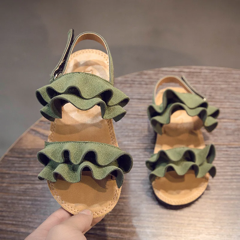

Oeak Kids Sandals Fashion Leather 2019 Summer Girls Sandal Ruffles Princess Shoe Anti-Slip Baby Sandal Toddler For Girl