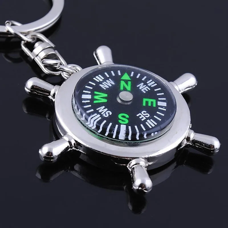 

Portable Sport Outdoor Camping Hiking Metal Precise Keychain Compass Rudder Ring