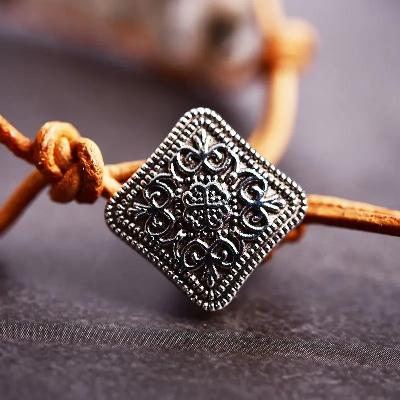 XJ ручной работы Индийские Агаты камень трубка с резьбой бусины кожа воловья веревка обернуть браслеты ювелирные изделия для женщин подарок