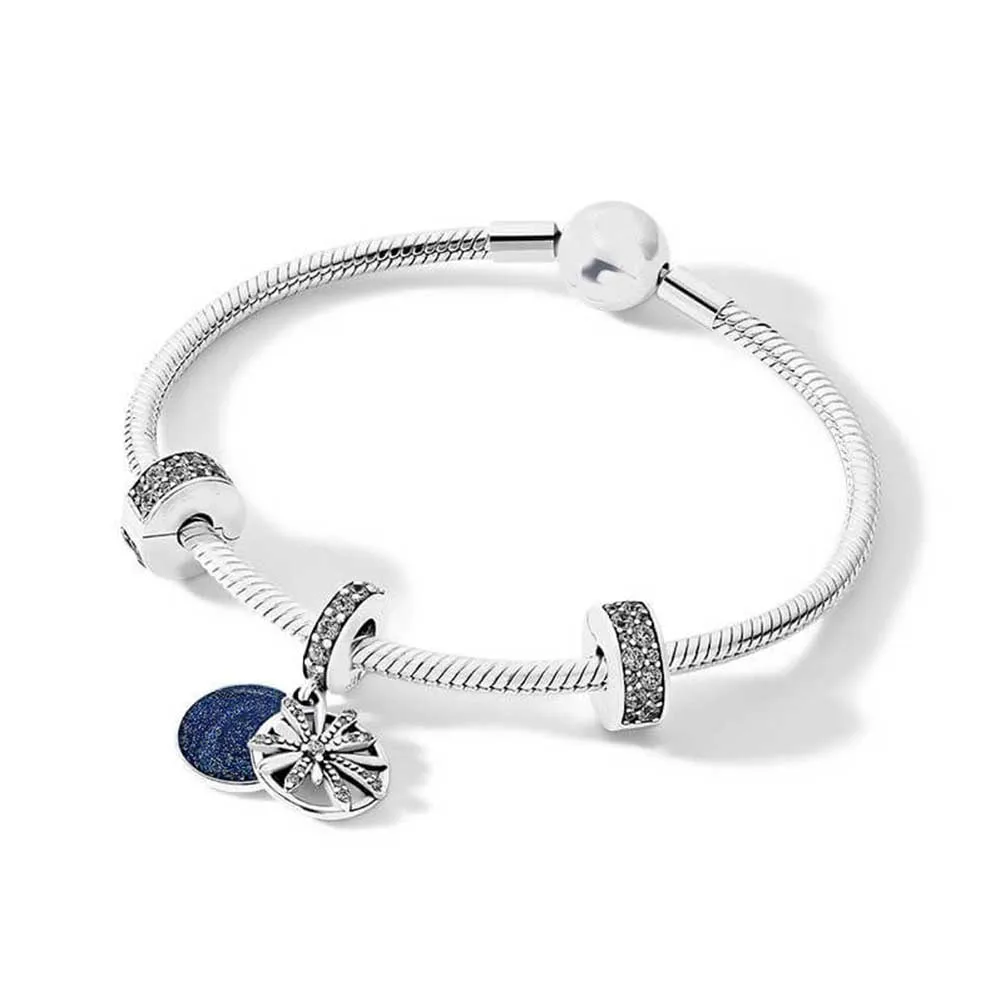 

New 100% Real 925 Sterling Silver Dazzling Wishes Bracelet Christmas Gift Fit European Charms Diy Jewelry Making 2018 Winter