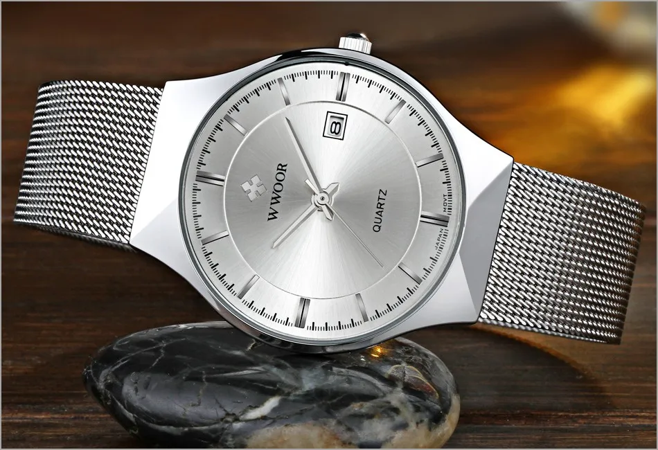 WWOOR Ultra thin Fashion Male Wristwatch Top Brand Luxury Business Watches Waterproof Scratch-resistant Men Watch Clock (34)