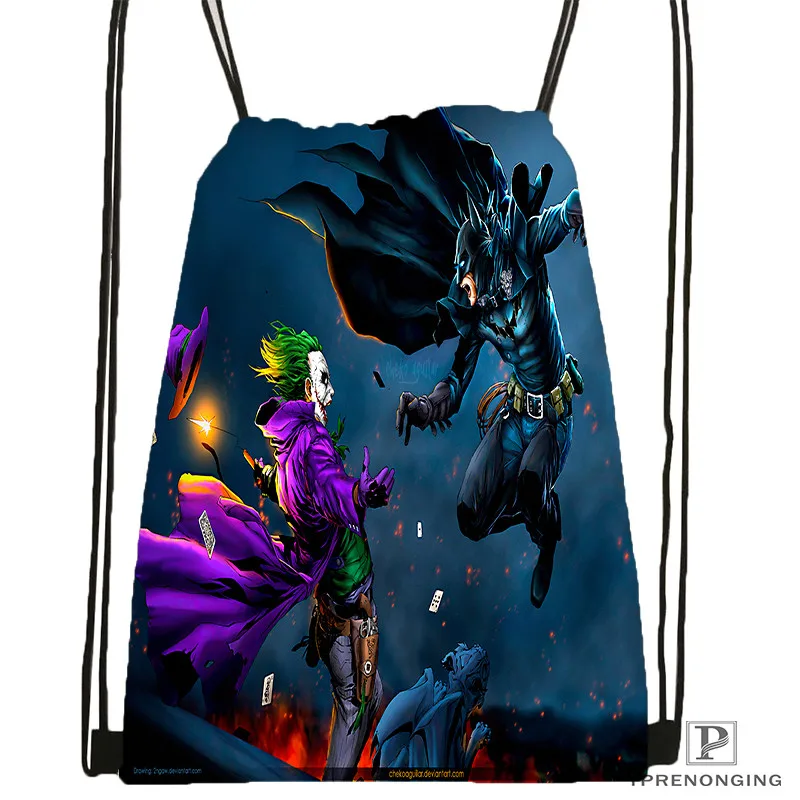 Drawstring Backpack Пользовательский логотип БЭТМЭН стиль походная сумка на шнурке милый рюкзак для детей(черная спинка) 31x40 см#180531-02-05 - Цвет: Drawstring Backpack