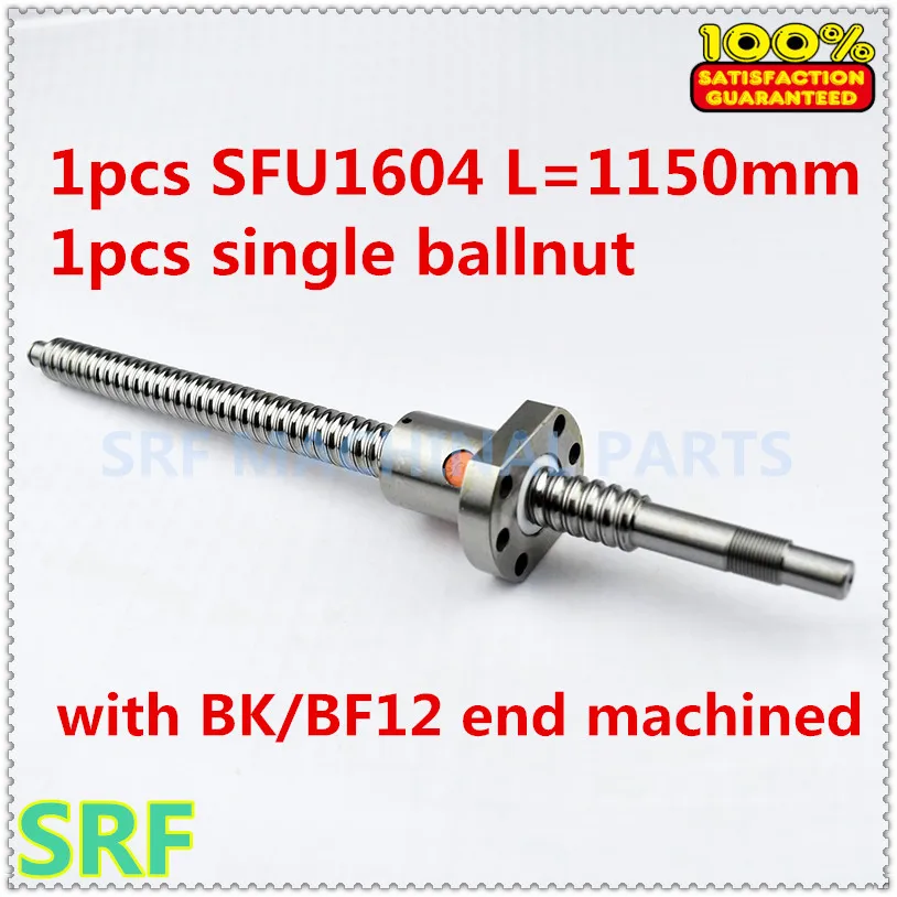 

1pcs 16mm Ballscrew Rolled Ball Screw SFU1604 L=1150mm +1pcs 1604 Flange single ballnut with BK/BF12 end machined