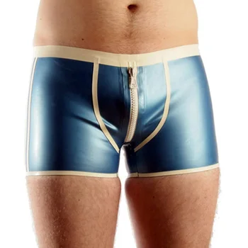 

New Arrivals Contrast Zipped Shorts Men's Sexy Underwear Latex Hot Pants Many color available