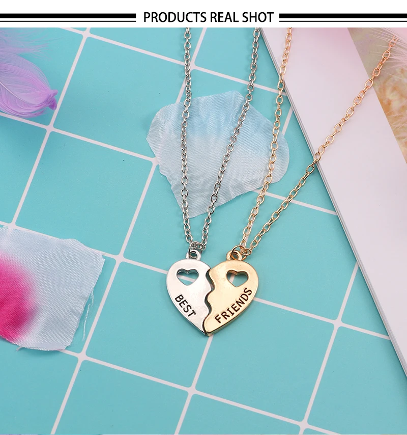 Модное ожерелье с надписью "Best Friends Forever", BFF ожерелье s для женщин, пустотелая подвеска в виде разбитого сердца, Золотое Серебряное ожерелье и подвески
