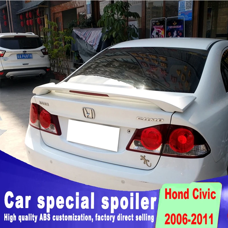 

fashion clamp style Punching installation spoiler 2006 to 2011 For honda civic rear trunk primer high quality sopoilers