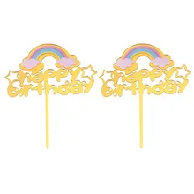 2 шт Звезда красочные красивые креативные забавные радужные украшение для торта выпечки выбрать радужные палочки для фруктов для вечерние сбора фестиваль День рождения