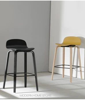 

Modern Classic Fashion Popular Loft wood Design Solid Wooden Luxury kitchen room soft Colorful Counter Stool Bar Chair stool 1PC