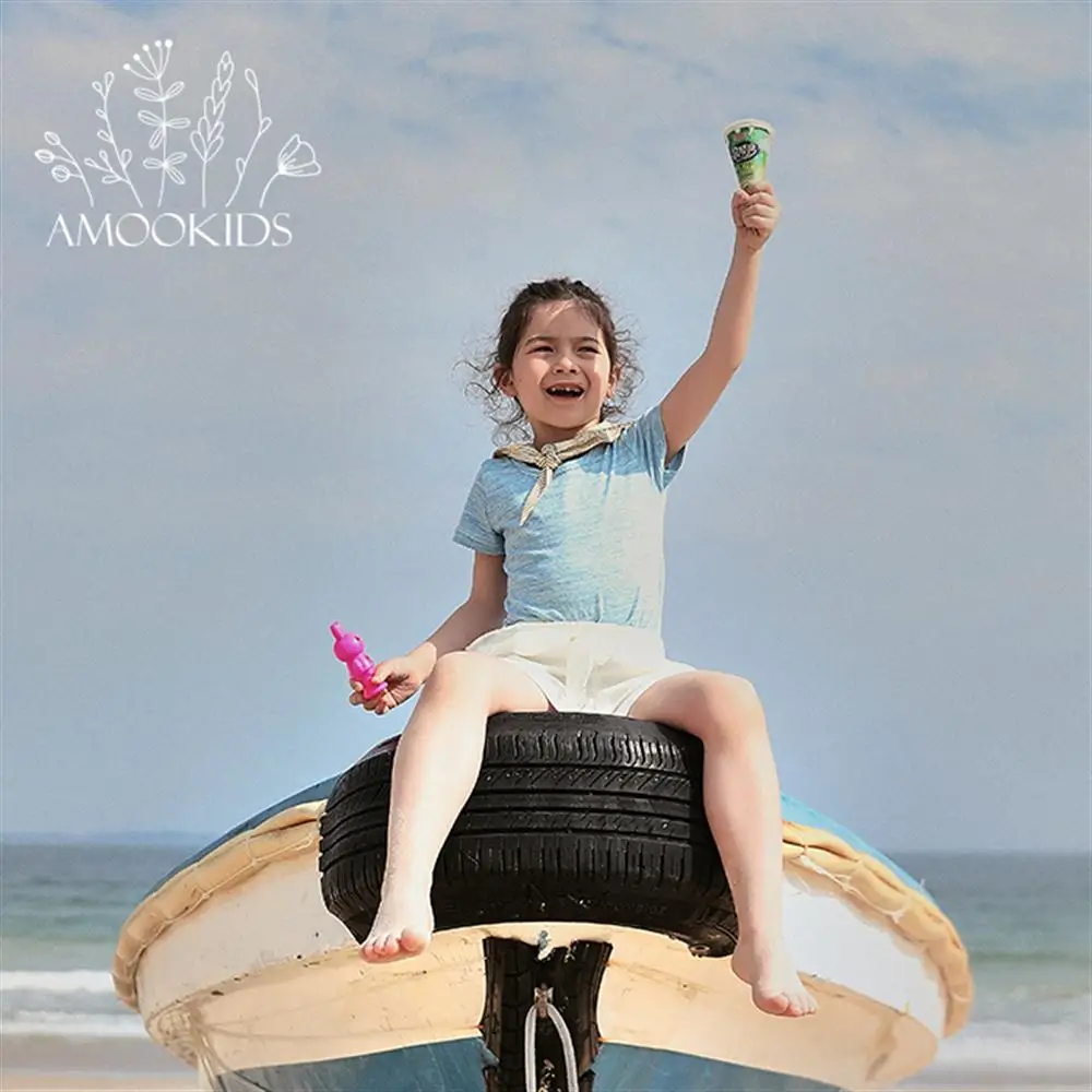 AMOOKIDS Цветной хлопок окрашенная пряжа Новая летняя хлопковая футболка для