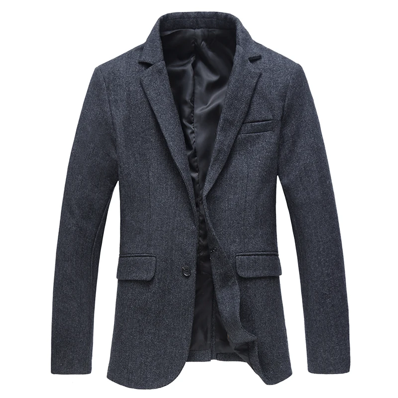 Высокое качество мужской 46% шерстяной костюм Куртки Блейзер официальная одежда костюмы пальто больших размеров мужской шерстяной Теплый костюм куртки повседневные Пиджаки - Цвет: Gray